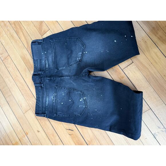 NWT GUESS mens slim tapered pants splatter stretch jeans black denim distressed - Picture 10 of 10